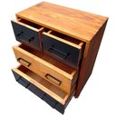 Ver imagem 3 de Mesa de Cabeceira Modelo Industrial Ferro e Madeira com 4 Gavetas e 4 Rodízios