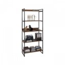 Ver imagem 5 de Conjunto 3 Peças com Mesa para Escritório em L Kuadra e 2 Estantes Multiuso 5 Prateleiras Industrial Preta Marrom