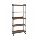 Ver imagem 4 de Conjunto 3 Peças com Mesa para Escritório em L Kuadra e 2 Estantes Multiuso 5 Prateleiras Industrial Preta Marrom
