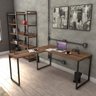 Kit 3 Peças com Mesa para Escritório em L Kuadra e 2 Estantes Multiuso 5 Prateleiras - 1