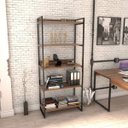 Ver imagem 3 de Conjunto 3 Peças com Mesa para Escritório em L Kuadra e 2 Estantes Multiuso 5 Prateleiras Industrial Preta Marrom