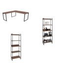 Ver imagem 2 de Kit 3 Peças com Mesa para Escritório em L Kuadra e 2 Estantes Multiuso 5 Prateleiras