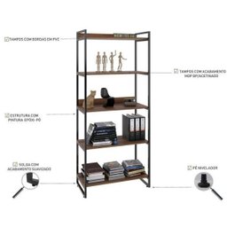 Kit 3 Peças com Mesa para Escritório em L Kuadra e 2 Estantes Multiuso 5 Prateleiras - 7
