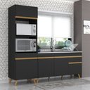 Ver imagem 1 de Cozinha Compacta Veneza GB Multimóveis MP2078 com Armário e Balcão Preta
