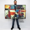 Ver imagem 2 de Quadro Decorativo em Canvas Abstrato Viva La Vida TaColado Moldura Flutuante 4,5cm Freijó 120 x 80cm