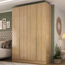 Ver imagem 1 de Guarda Roupa 160cm 4 Portas C/ Prateleiras e Nichos 100% Mdf Cor:olmo