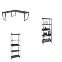 Ver imagem 2 de Kit 3 Peças com Mesa para Escritório em L Kuadra e 2 Estantes Multiuso 5 Prateleiras
