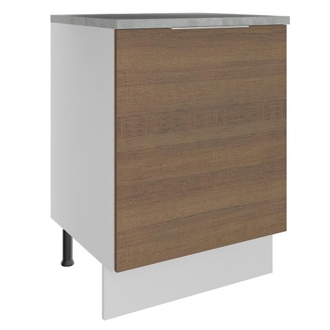 Balcão Madesa Stella 60 cm 1 Porta Branco/Rustic