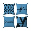 Ver imagem 1 de Kit Capas Almofadas Decorativas Gratidão Fé 45x45 - ID Decor 15 Azul Bebê