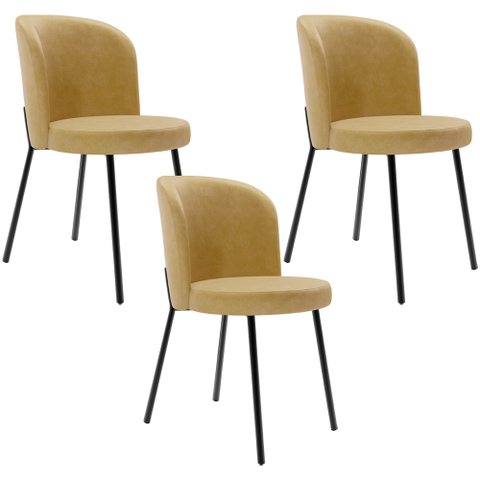 Kit 3 Cadeiras Sala de Jantar Estofada Gavi L02 Couríssimo Fendi - Lyam Decor