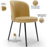 Kit 3 Cadeiras Sala de Jantar Estofada Gavi L02 Couríssimo Fendi - Lyam Decor - 4
