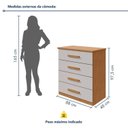 Ver imagem 4 de Cômoda para Quarto 4 Gavetas Puxadores Cromados Baião 88cm Bege Amêndoa Clean/Off White