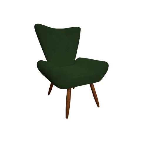 Poltrona Decorativa Emilia Suede Verde Pés Madeira Mz Decor