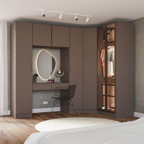 Guarda-Roupa Modulado de Canto Obliquo 6 Peças 7 Portas Reflectas Orion CabeCasa MadeiraOriginals