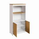 Ver imagem 7 de Estante Armário para Escritório 2 Portas com Chave 1 Prateleira MDP 80cm Macadâmia com Branco