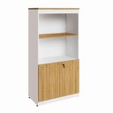 Ver imagem 3 de Estante Armário para Escritório 2 Portas com Chave 1 Prateleira MDP 80cm Macadâmia com Branco