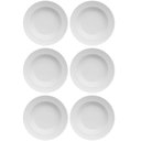Ver imagem 1 de Jogo 6 Pratos Fundos Redondos 23,5cm Porcelana Relevo Germer Branco Mesa Posta