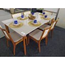 Ver imagem 3 de Sala de Jantar Madeira Maciça com Vidro 6 Cadeiras 1,80x1,0m - Esparta - Requinte Salas
