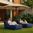 Ver imagem 5 de Ombrelone Guarda Sol de Luxo Impermeável Haste Central 2.4m para Piscina Jardim Área Externa