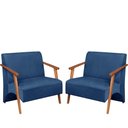 Ver imagem 1 de Poltrona Namoradeira Venus Braço Madeira Maciça Suede Unidecor Azul Bic