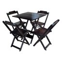 Ver imagem 1 de Conjunto de Mesa com 4 Cadeiras de Madeira Dobravel 70x70 Ideal para Bar e Restaurante - Tabaco