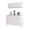 Ver imagem 2 de Cozinha Modulada Alice 120cm Armário Aéreo e Balcão para Pia Branca Poquema