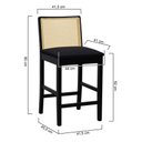 Ver imagem 2 de Banqueta Média Pérola Madeira Maciça com Telinha c/ 62cm Altura - Preto Assento Estofado Linho Preto