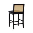 Ver imagem 3 de Banqueta Média Pérola Madeira Maciça com Telinha c/ 62cm Altura - Preto Assento Estofado Linho Preto