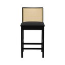 Ver imagem 4 de Banqueta Média Pérola Madeira Maciça com Telinha c/ 62cm Altura - Preto Assento Estofado Linho Preto