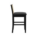 Ver imagem 5 de Banqueta Média Pérola Madeira Maciça com Telinha c/ 62cm Altura - Preto Assento Estofado Linho Preto