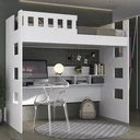 Ver imagem 1 de Cama Solteiro Alta com Escrivaninha e Grade de Proteção Branco