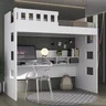 Cama Solteiro Alta com Escrivaninha e Grade de Proteção  - 1