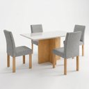 Ver imagem 2 de Conjunto Sala de Jantar 4 Lugares Retangular Tampo Vidro/MDF 120x80cm Mesa Carol e Cadeiras Espanha