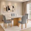 Ver imagem 1 de Conjunto Sala de Jantar 4 Lugares Retangular Tampo Vidro/MDF 120x80cm Mesa Carol e Cadeiras Espanha