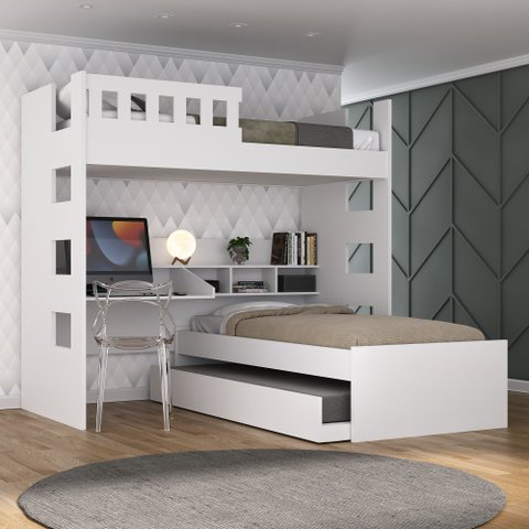 Treliche Solteiro com Escrivaninha 