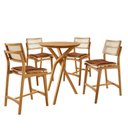 Ver imagem 2 de Conjunto Bistrô Ballare 4 Lugares Tampo MDF Banquetas Estofadas Imbuia 60cm Moderna