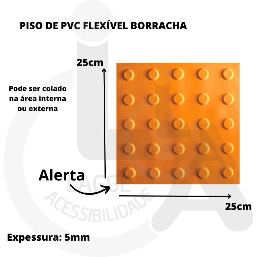 PISO TÁTIL ALERTA AMARELO 25X25CM PVC KIT 20PÇS + 2 COLA 750G - 4