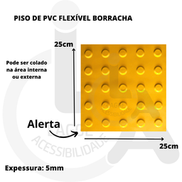 Piso Tátil Alerta Amarelo 25x25cm Pvc Kit 20pçs + 2 Cola 750g - 2