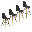 Ver imagem 1 de Kit 4 Banquetas Charles Eames Eiffel Wood Design Base Fixa Madeira - Preta