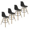Kit 4 Banquetas Charles Eames Eiffel Wood Design Base Fixa Madeira - Preta - 1