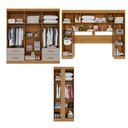 Ver imagem 3 de Guarda-roupa Casal Modulado Andorra 11 Portas 4 Gavetas com Espelho Cinamomo/off White - Pnr Móveis