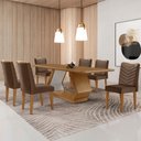 Ver imagem 1 de Mesa para Sala de Jantar Alvorada 180cm Mdf Tampo Laminado Canto Copo e 6 Cadeiras Liz