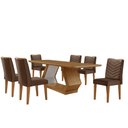 Ver imagem 2 de Mesa para Sala de Jantar Alvorada 180cm Mdf Tampo Laminado Canto Copo e 6 Cadeiras Liz
