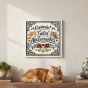 Ver imagem 3 de Quadro Cuidado Gatos Apaixonantes 33x33cm Mold Preta Vidro
