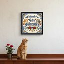 Ver imagem 2 de Quadro Cuidado Gatos Apaixonantes 33x33cm Mold Preta Vidro