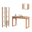 Ver imagem 2 de Mesa Escritório com Estante e Nichos Dalla Costa 100% Mdf Cor:off White com Freijó
