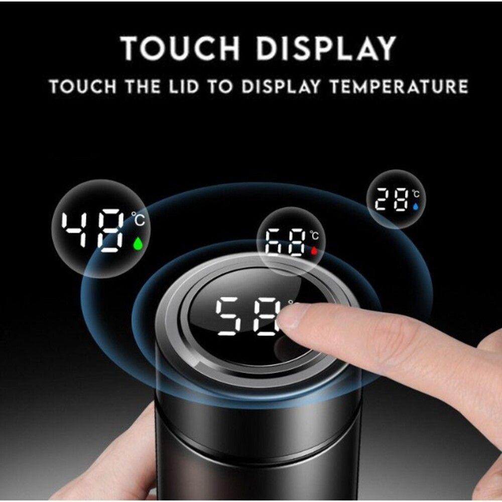 GARRAFA TERMICA EM INOX TERMOMETRO MEDIDOR DE TEMPERATURA COM TELA LED TOUCH LCD QUENTE E FRIO - 6