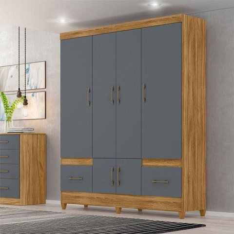 Guarda Roupa Casal Ambiente Ms912 6 Portas Freijó Cinza - Moval
