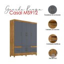 Ver imagem 4 de Guarda Roupa Casal Ambiente Ms912 6 Portas Freijó Cinza - Moval