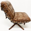 Ver imagem 7 de Kit Poltrona + Puff Costela Cor Whisky Base Giratória Madeira Castanho